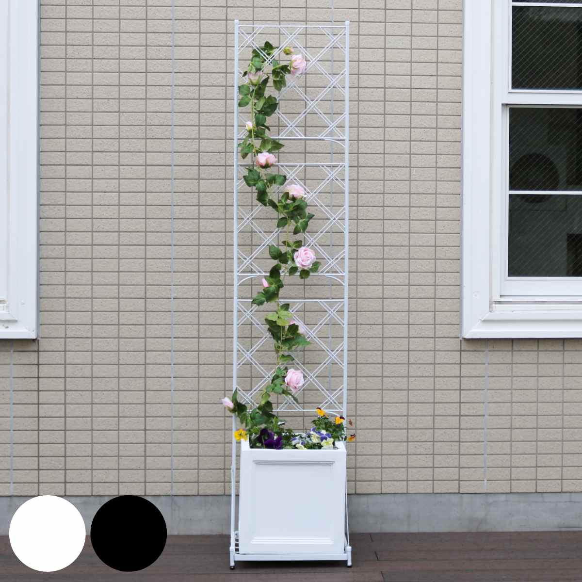 フェンス プランター台付フェンス スリムタイプ アーガイル ガーデンフェンス プランター プランターラック フラワーラック スチール おしゃれ 室内 屋外 フラワースタンド プランター台