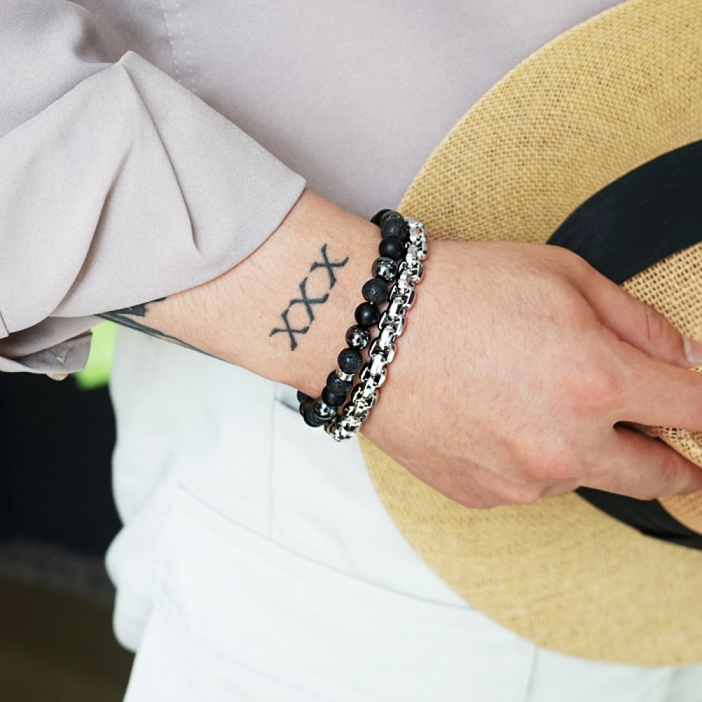 JBANS クラシックシャイニーブラック 494 ボールドキューブ 563 ブレスレットセット (C1901-SE129BK)