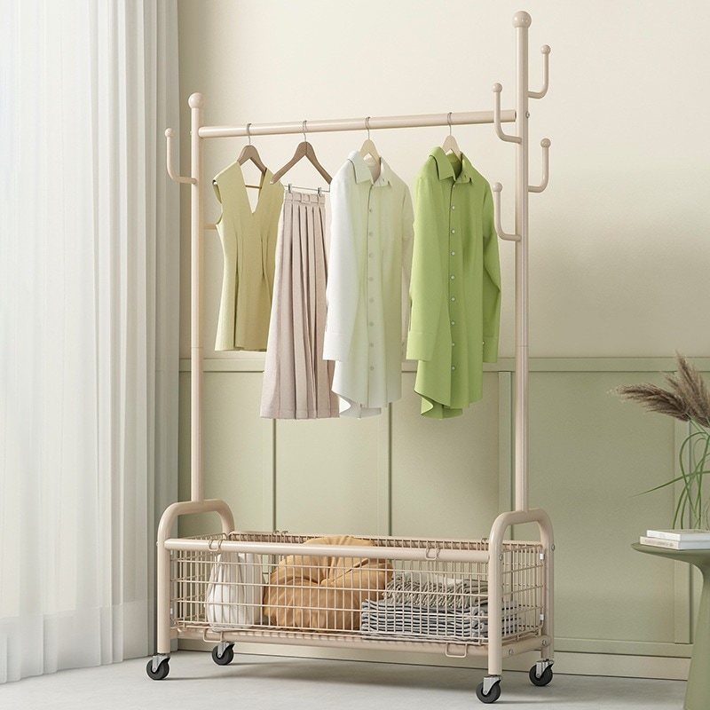 衣類ラック床置き寝室衣類乾燥ラックモバイルライト高級ハイエンドコーナーコートラック一晩保管衣類収納ラック