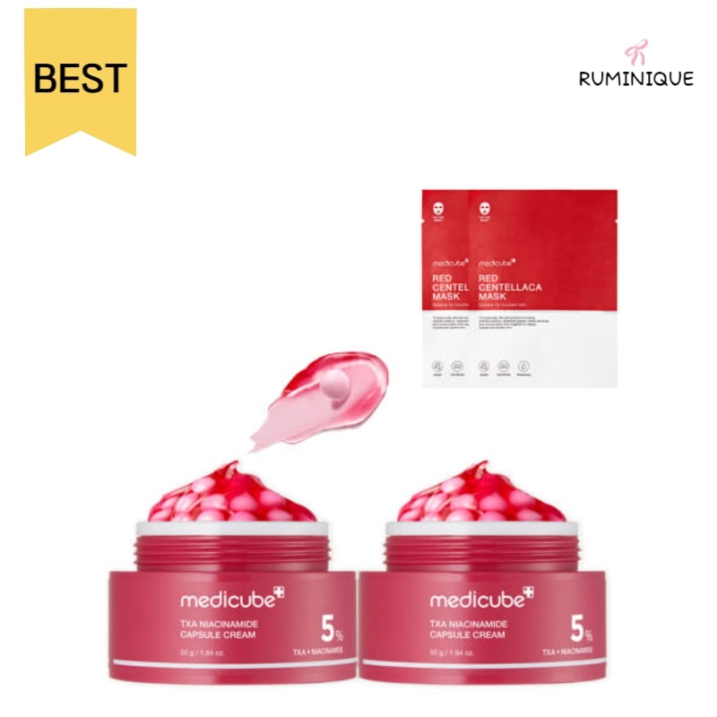 [シミくすみ対策 BEST] TXA ナイアシンアミド カプセル クリーム 55g * 2 + レッド センテリカ マスク 2枚 スキンケア / ナイアシンアミド / シミケア / くすみ対策