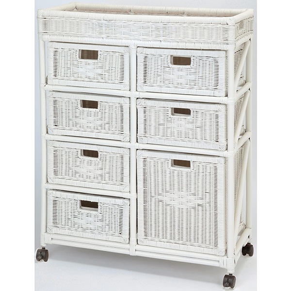 ファミリーライフ ランドリーチェスト ワイド 4段 ホワイト(0365120) メーカー直送