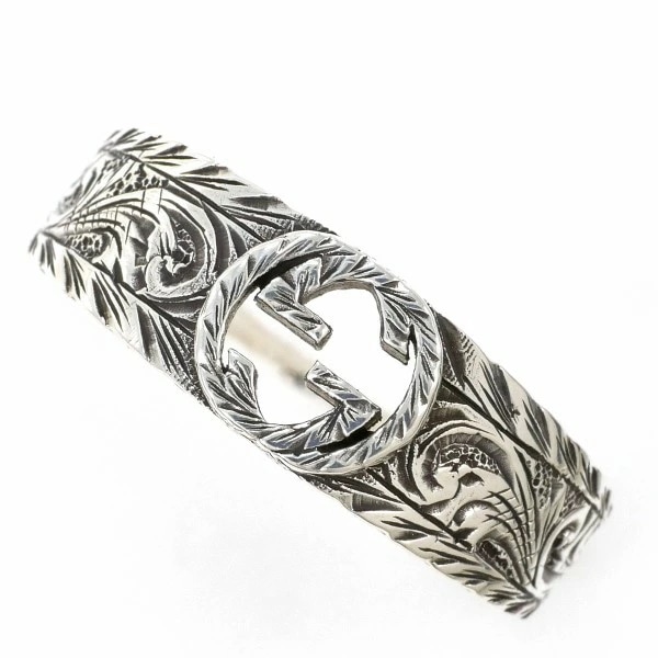 グッチ インターロッキングG アラベスク シルバー リング 指輪 20号 箱 袋 ジュエリー 中古