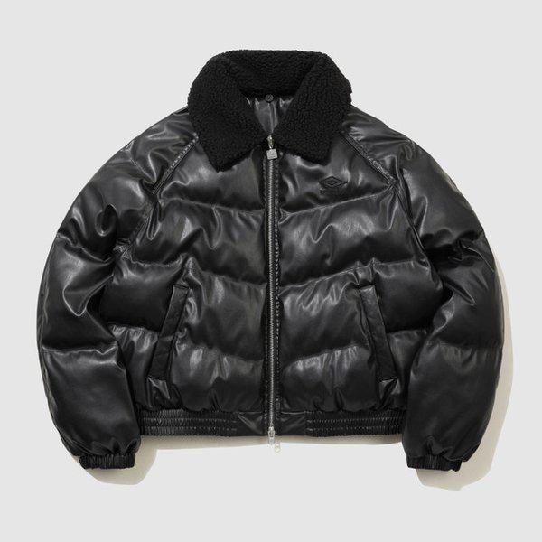 ウィンターヘブンレザーライクカラー型パディングジャケット BLACK1 UQ423CPJN1 BLK1