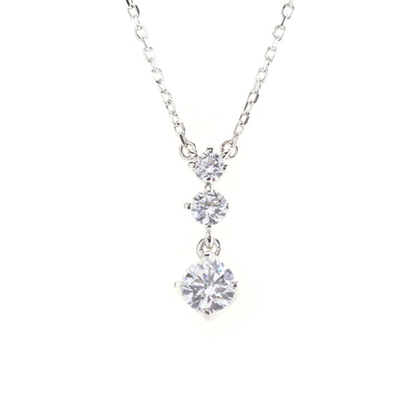 リボン済＆紙袋 ネックレス 正規品 レディース ペンダント アクセサリー ジュエリー エターナルシルバーネックレス しずくモチーフ ジルコニア 祝い