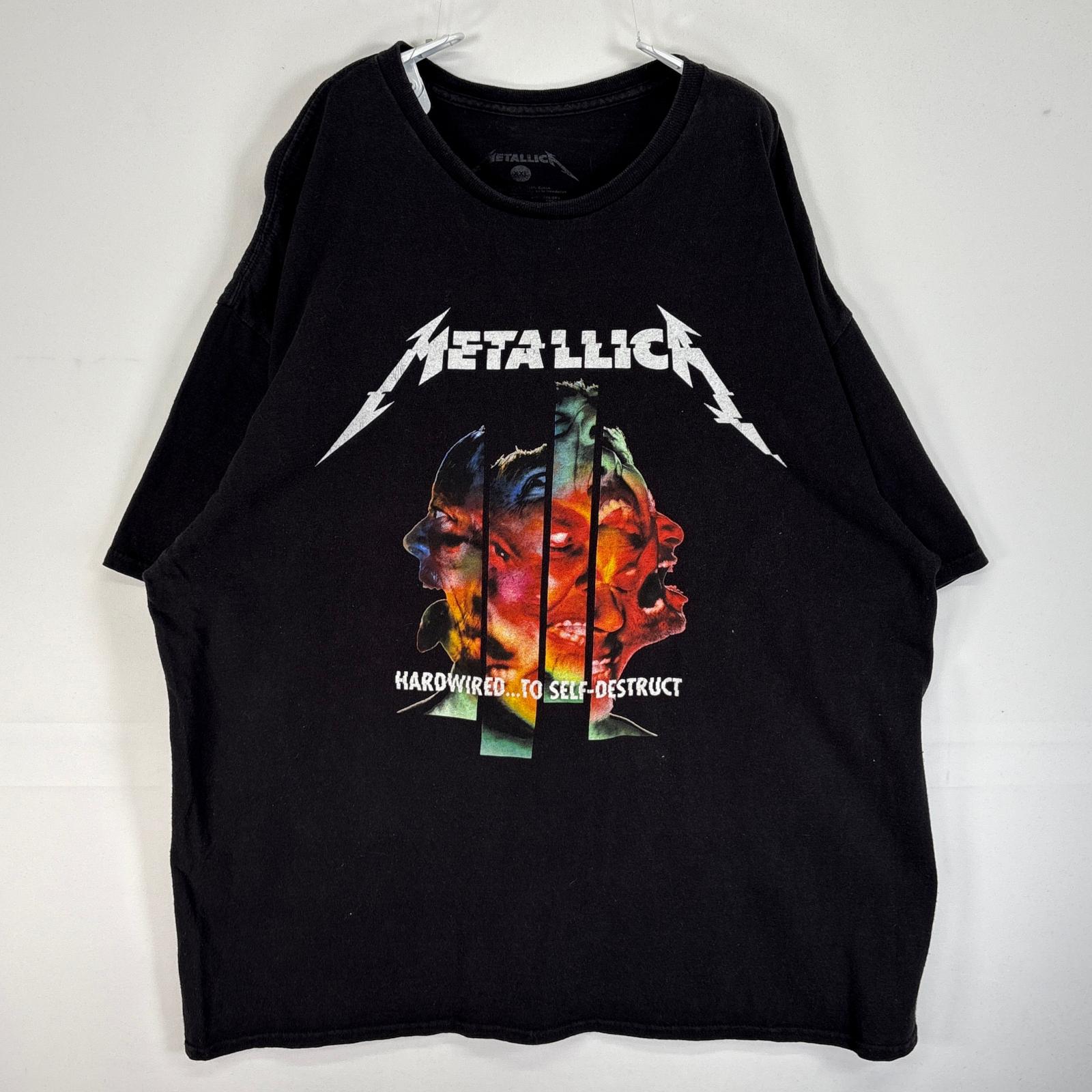 古着 メタリカ 半袖Tシャツ バンド クルーネック 大きいサイズ XXL ブラック プリント メンズ