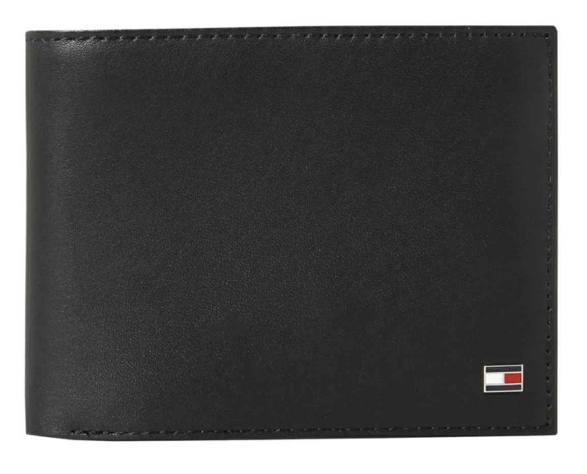 TOMMY HILFIGER AM0A00651-002-BK トミー ヒルフィガー 二折財布小銭入付 カーフスキンレザー ブラック