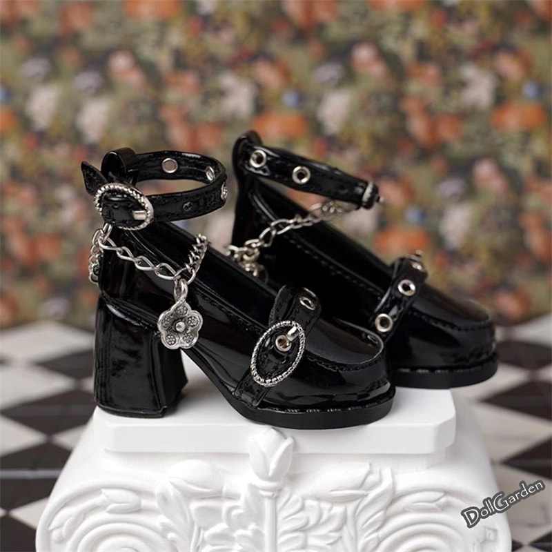 BJD doll 靴 ドールシューズ 1/4 人形靴 ハイヒール チェーン付き 黒色 白色 ドール靴 MSD/MDD/kumakoサイズ球体関節人形用