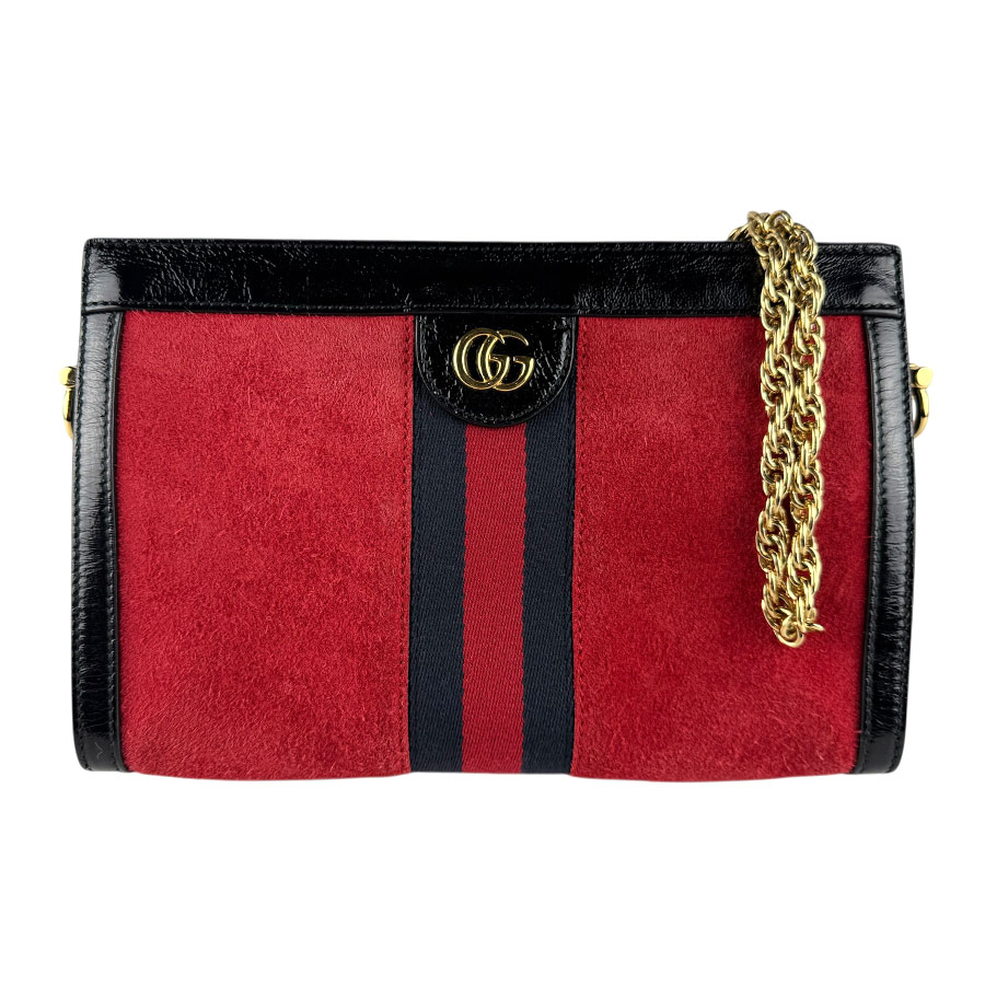 グッチ GUCCI ショルダーバッグ オフィディア スエード/パテントレザー レッド/ブラック ゴールド レディース 503877 z8252