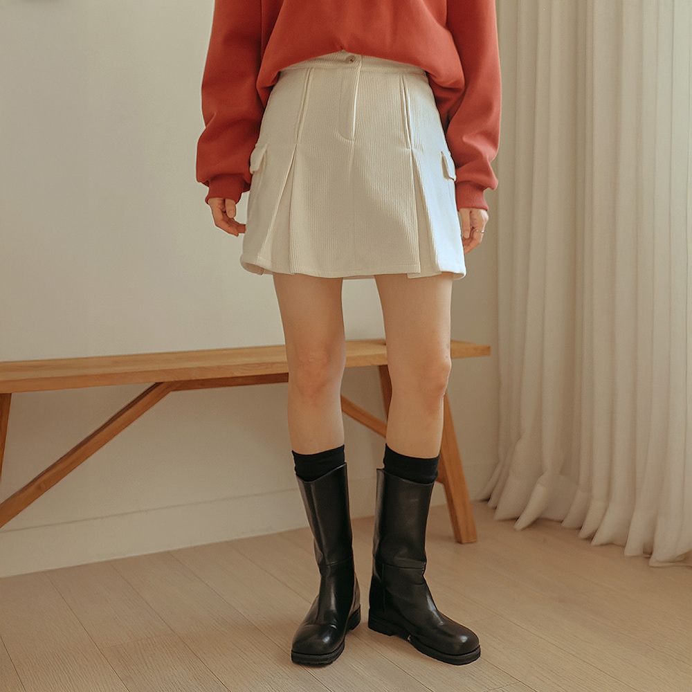 S-XLネリンスコーデュロイパーライニングカーゴミニスカート