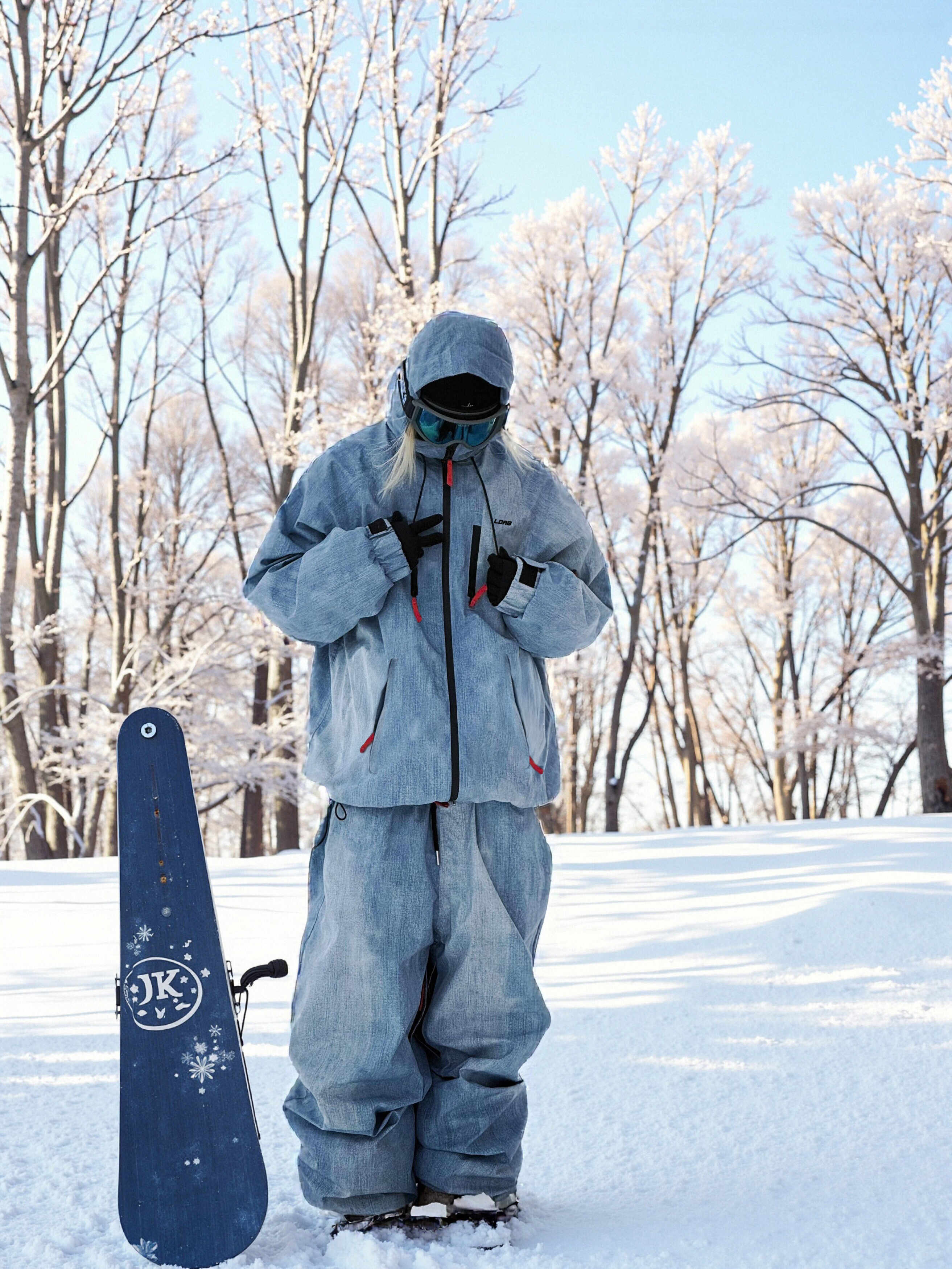 スノーボードウェア 2025 2026 デニム色 スノパンツ スノウェア レディース メンズ スキーウェア スノボウェア スキー 防风撥水