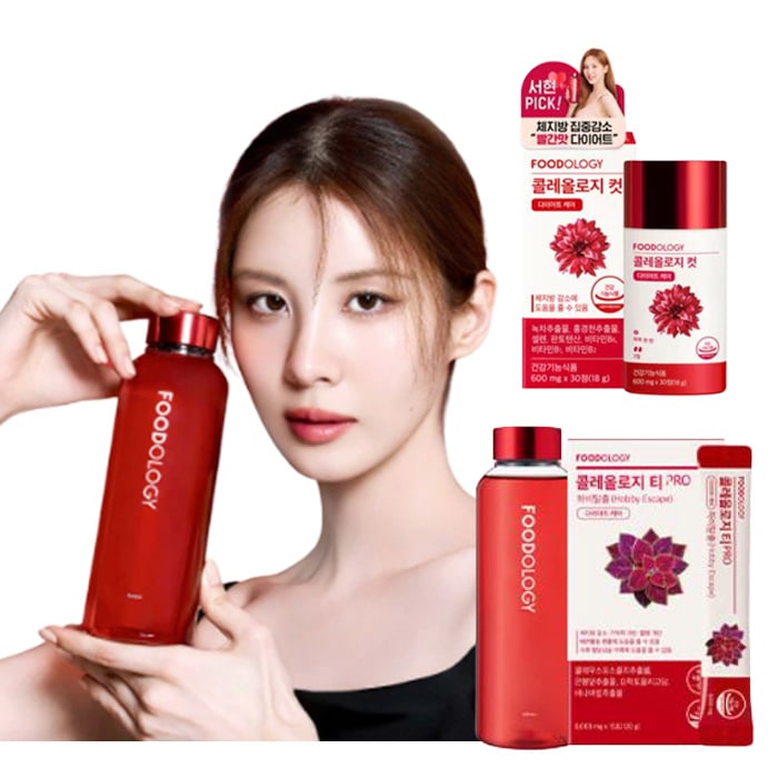 韓国で大人気ソヒョンのおすすめダイエット！！【コレオロジーティー8000ｍｇ×15包/コレオロジーカット60粒セット】レッド ウォーター ダイエット サプリメント【専用500mlボトル１本付き】