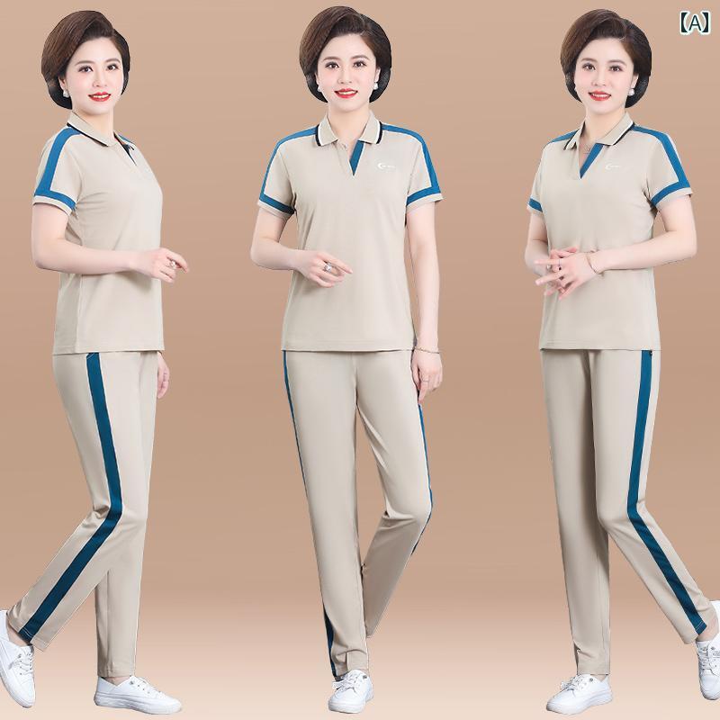 レディース ファッション おしゃれ 上品 カジュアル 婦人服 夏 半袖 Tシャツ スポーツウェア スーツ 夏 トップス