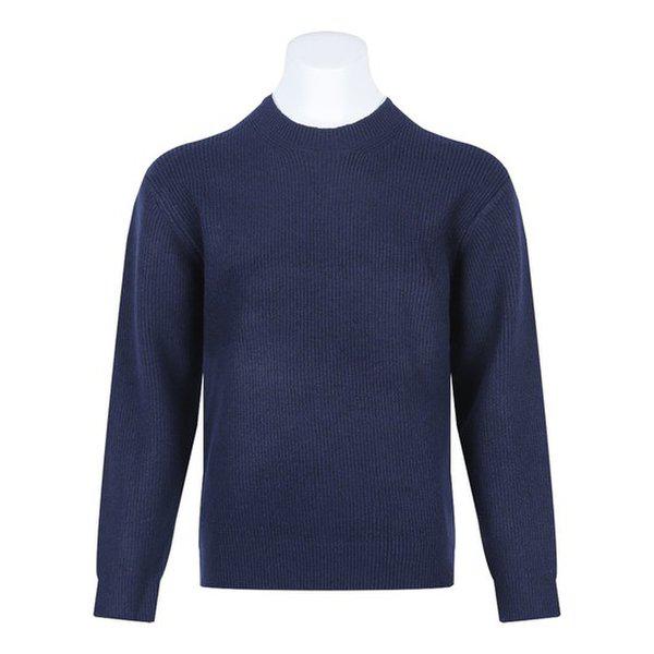 男子ミニマルウールハ찌ラウンドニットティー SG-KN-Q055-ネイビー