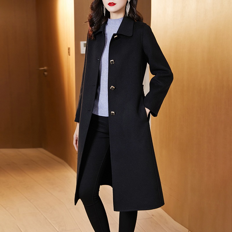 セレブファッション　100％ウールコート　アウター　ロング丈　高級素材　保温性抜群　フォーマルの定番