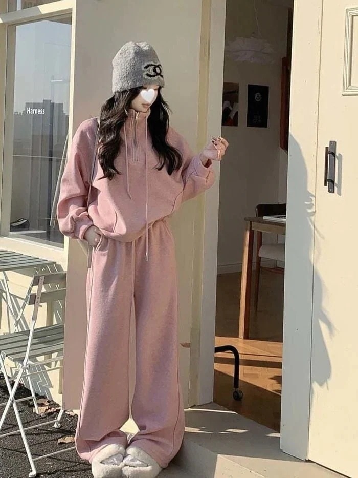 2点セットパーカー セットアップ 新作 運動セットカジュアル 着痩せ ゆったりスウェット上下セットレディース ジャージ