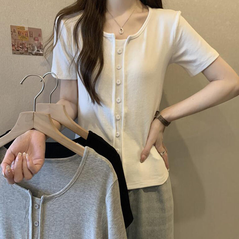 アイスシルク半袖Tシャツ女性夏新作ルーズ見かけ薄型大ヤードデザイン純粋な欲望の風短いセクション正肩トップスの感覚女性3350