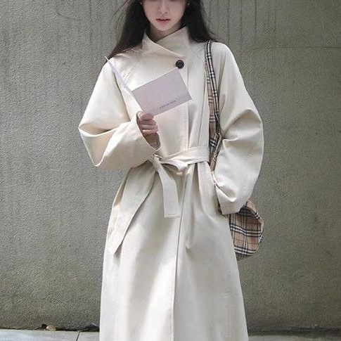 2025年春秋の女性向け高級ウインドブレーカージャケット新作ロングワンボタン韓国風日本風英国風コート