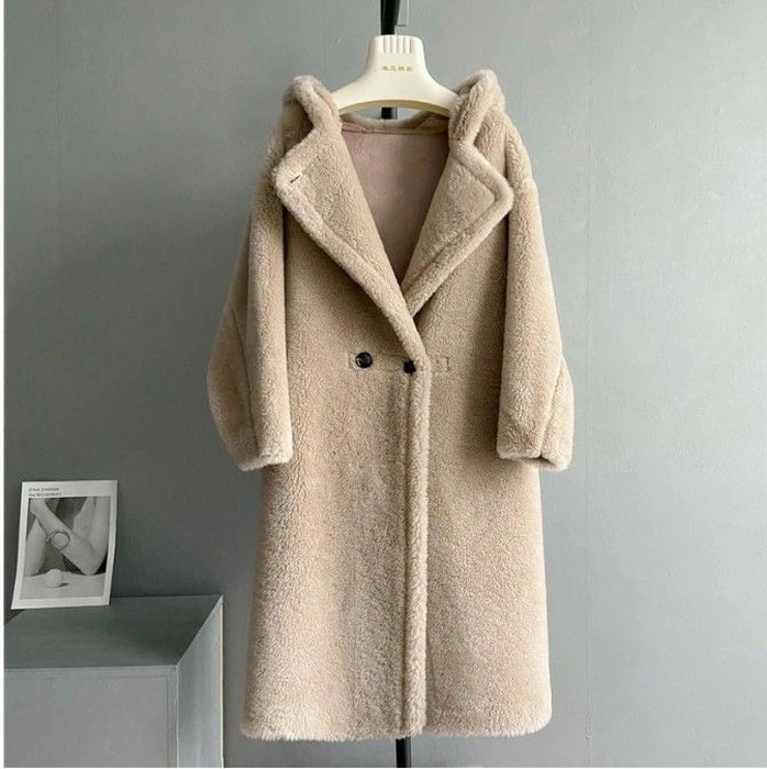 AW 新作 7color テディ フード 付き ロング コート ウール生地 起毛生地 ウォーム生地 ムートンコート テディベアー テディーコート パーカー ロング丈 ミディアム丈