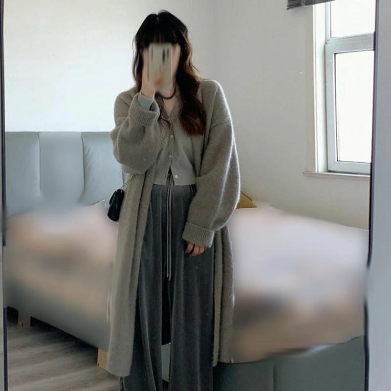 セーター レディース 秋冬 長袖 ロングカーディガン ニットカーディガン 羽織り アウター 厚手 防寒対策 カジュアル シンプル エレガント 通勤 体型カバー ホワイト ブラック ライトキャメル グレ