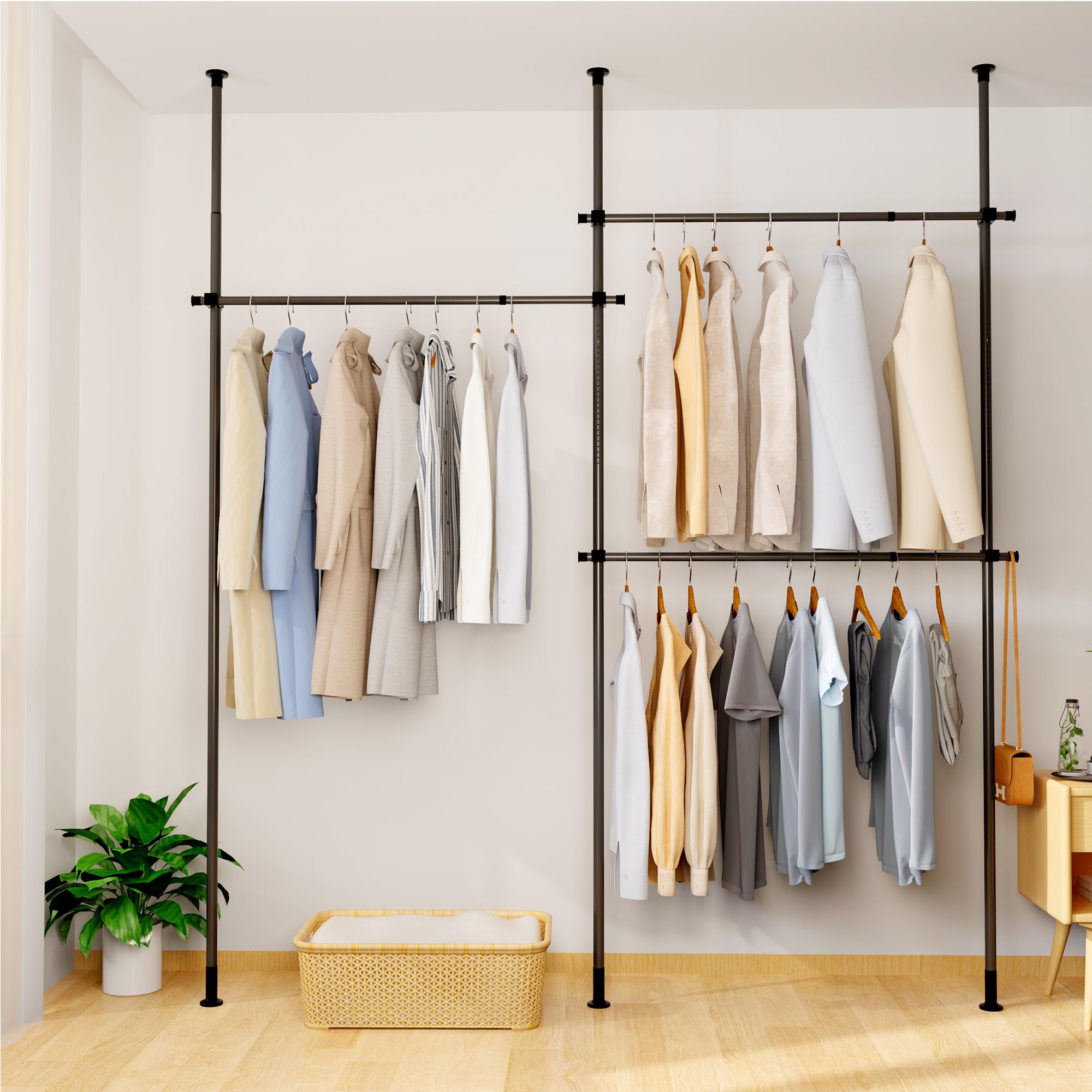 チチロバ(TITIROBA) 突っ張り ハンガーラック 伸縮 全体耐荷重150kg 縦110-310cm 全体横150-240cm ハンガー ラック 服掛け clothes rack 洋服ラック ポー