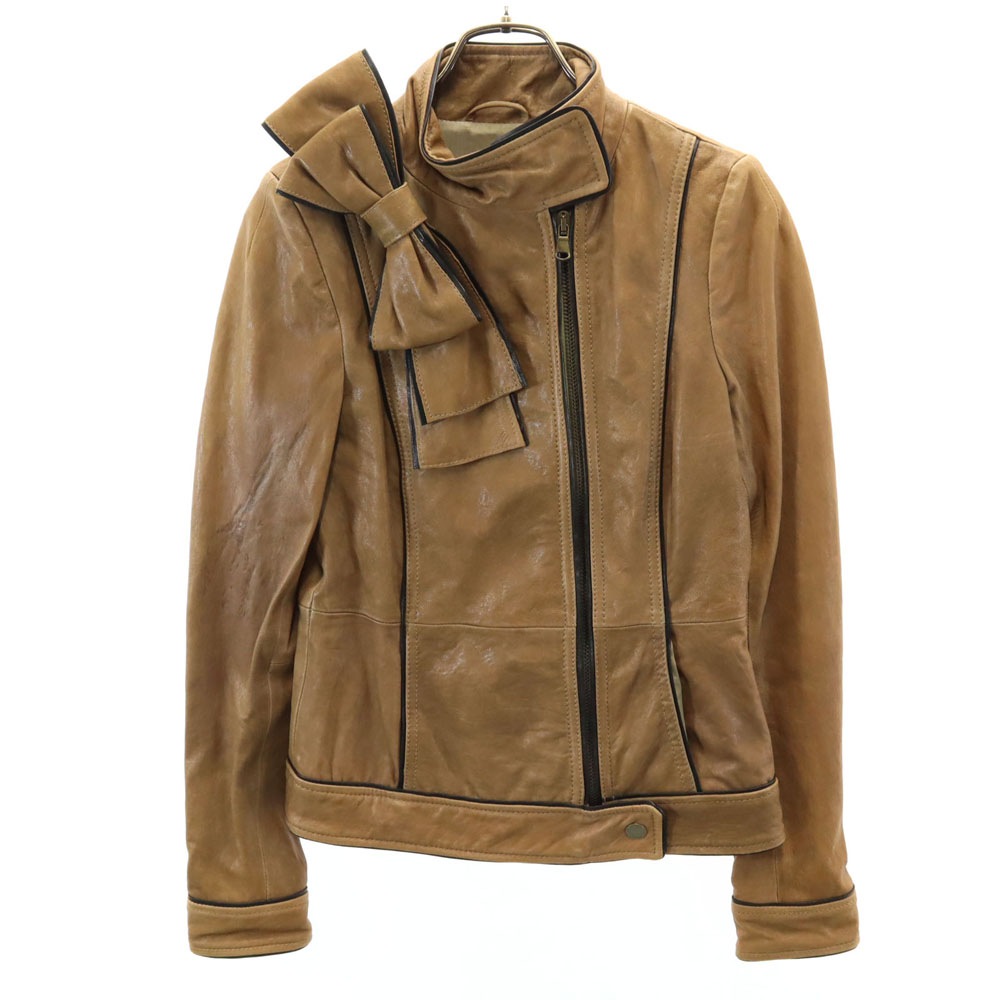 レッドヴァレンティノ レザージャケット 38 ベージュブラウン RED VALENTINO ライダース レディース