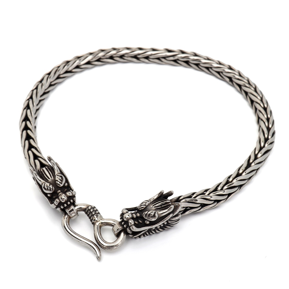 シルバー925 双頭ドラゴンブレスレット [bs258]