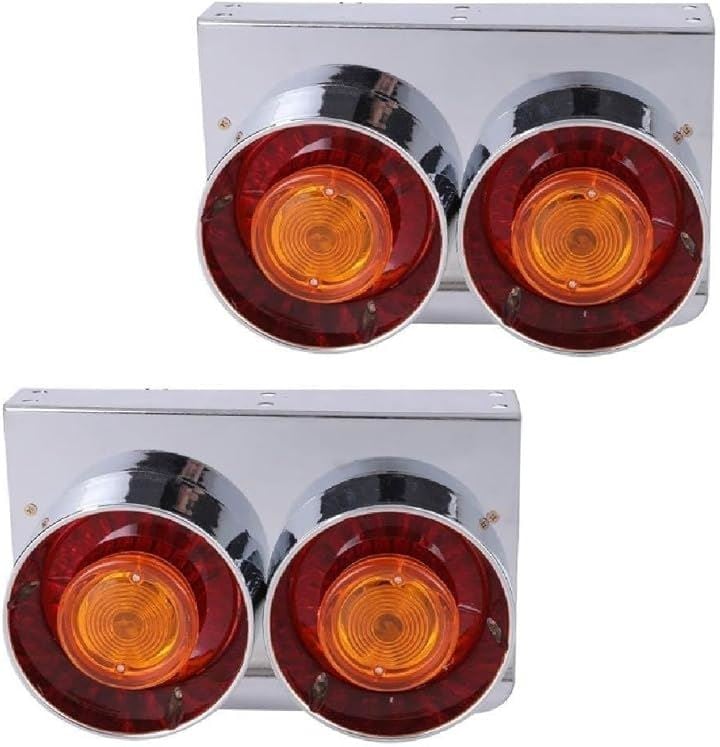 24V 2連 丸型 テール ウインカー ライト ロケット アンバー/クリア 選択可 テールランプ 日野 いすゞ UD ふそう マツダ 小型 中型 トラック ダンプ バン(アンバーレンズ)