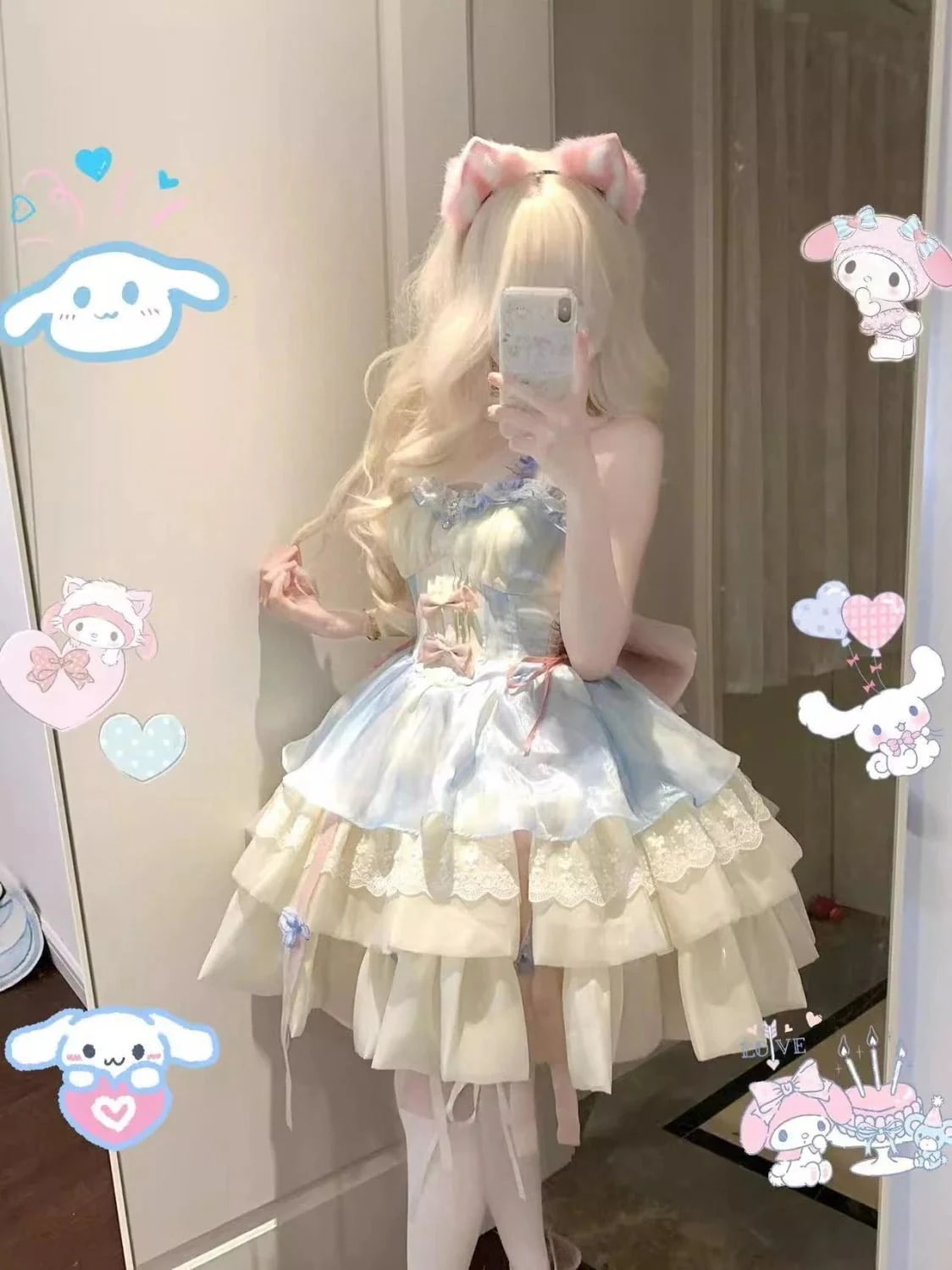 ロリータプリンセススタイルピュアラストスタイルホルターネックサスペンダースカートチュチュスカート