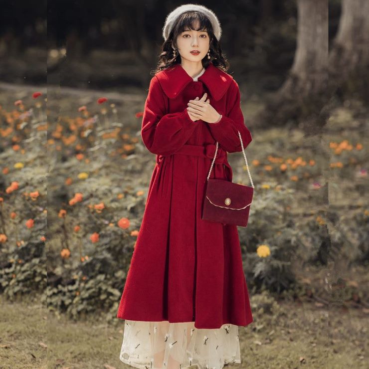 タイベルトビッグカラーウールコート コート コート ロング ロング丈 レディース 春 夏 秋 冬