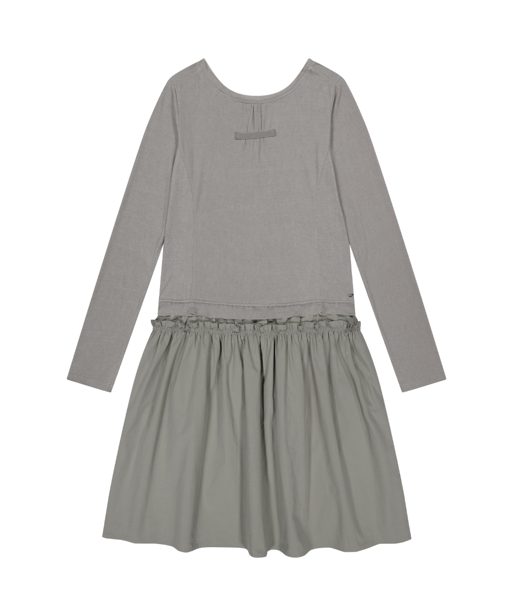 【COYSEIO】 25FW 2WAY SHIRRING ONE PIECE : LIGHT KHAKI