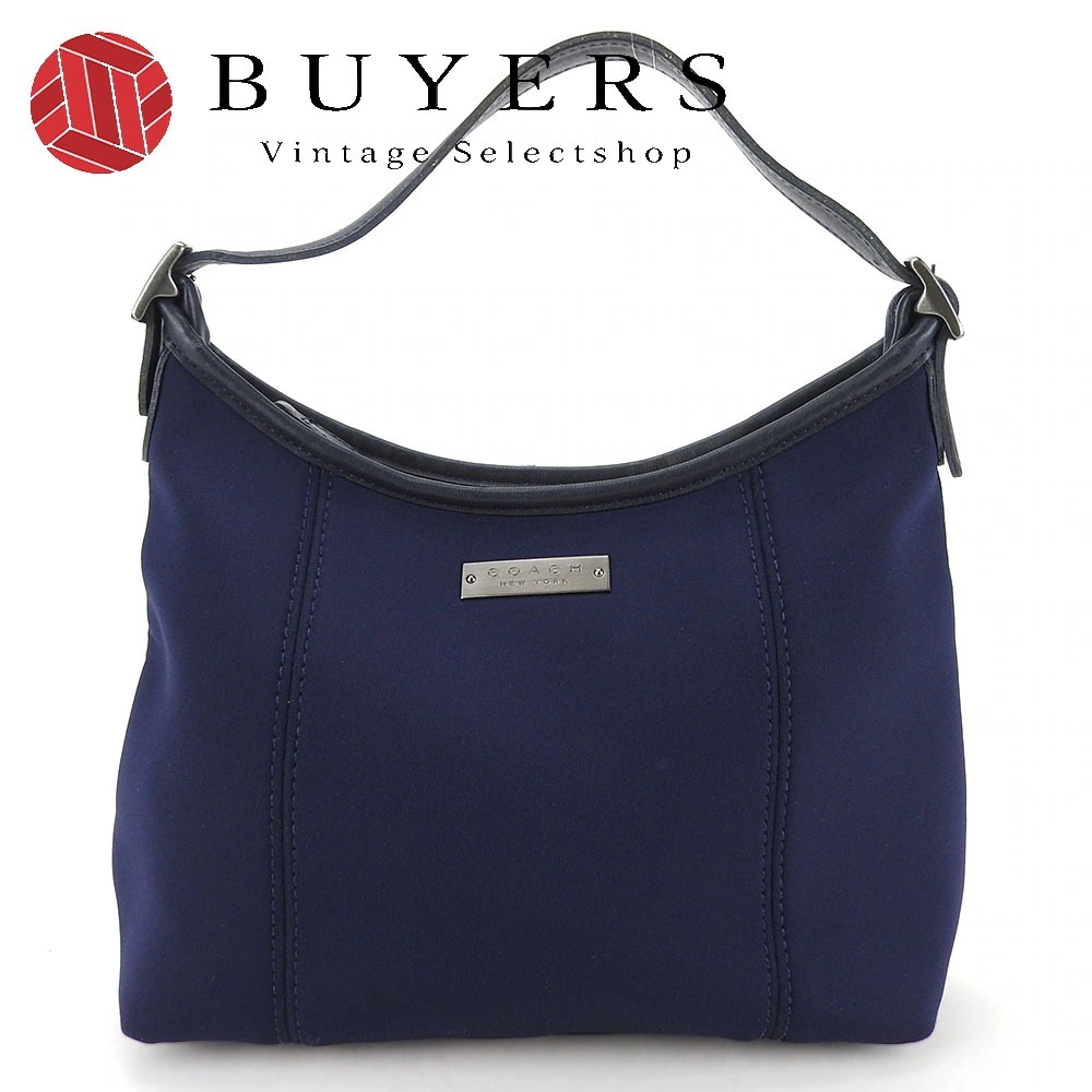 中古 ハンドバッグ 6219 ポリウレタン レザー ネイビーブルー ワンショルダー シンプル レディース 女性