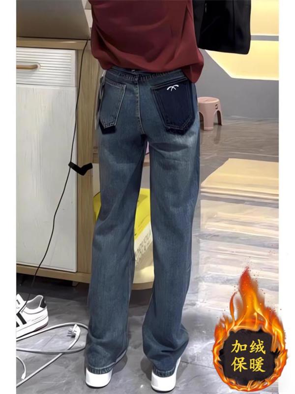 レディース ファッション カジュアル おしゃれ ワイドレッグ パンツ ジーンズ 秋冬 秋 大きいサイズ スリム ストレート パンツ