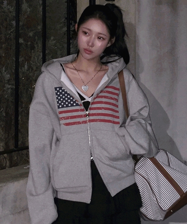 [~3/30] ミユ アメリカ オーバーフィット ビンテージ フード屋ジップアップ