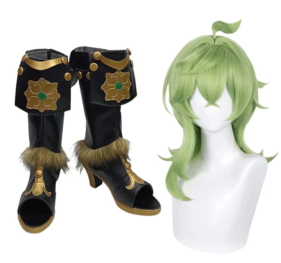 コスプレ靴コレイ原神ウィッグ付き靴ブーツ下駄シューズ長靴コスプレクリスマスハロウィン