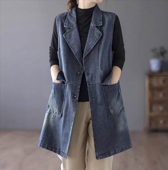 ベスト アウター トップス デニムベスト レディース チョッキ 春秋 ミディアム丈 袖なし カーディガン スリム ボタン ポケット テーラードカラー きれいめ 大人可愛い 上品 おしゃれ 大人女子 通 12,933円