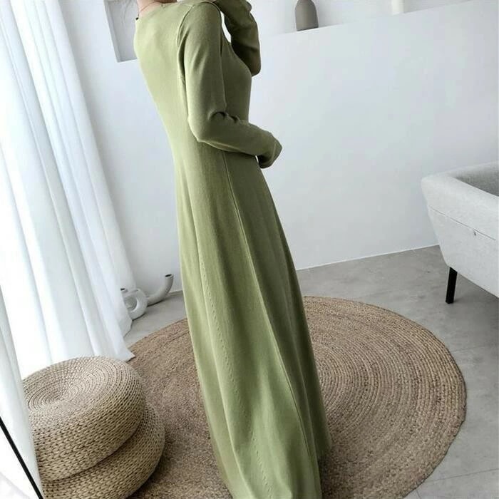 カジュアル おしゃれ グリーン 長袖 ブラック Aライン ドレス い 袖あり ピンク 20代 夏 ワンピース 黒 緑 50代 ブラウン ニット ロング丈 ロングワンピ ワンピ シンプル レディース 体