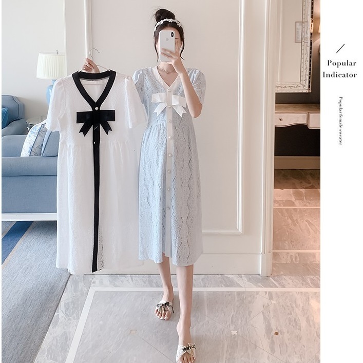 【日本未発売/送料無料】マタニティ ワンピース Vネック レース パンチングレース 半袖 4,986円