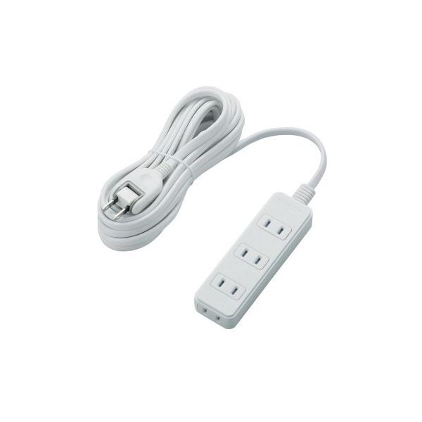 (まとめ) エレコム ほこりシャッター付き電源タップ 2P・4個口 ホワイト 5.0m T-ST02-22450WH 1個 (×3セット)