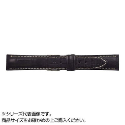 MIMOSA(ミモザ) 時計バンド クロコマット 19mm ブラック/ホワイトステッチ (美錠:銀) WRM-AW19