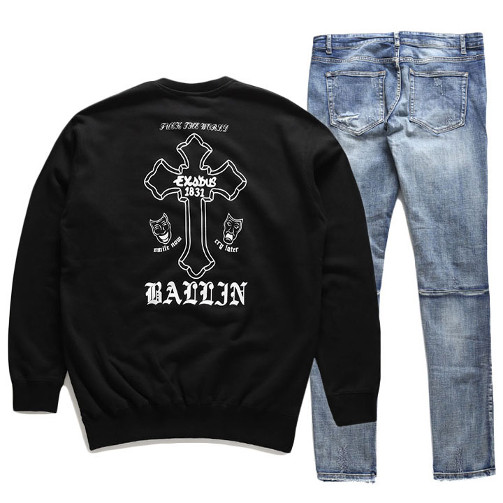 ACE FLAG 上下セット 長袖 ブランド メンズ 春秋冬用 黒 大きいサイズ エースフラッグ セットアップ トレーナー ジーンズ デニム パンツ スキニー ACE