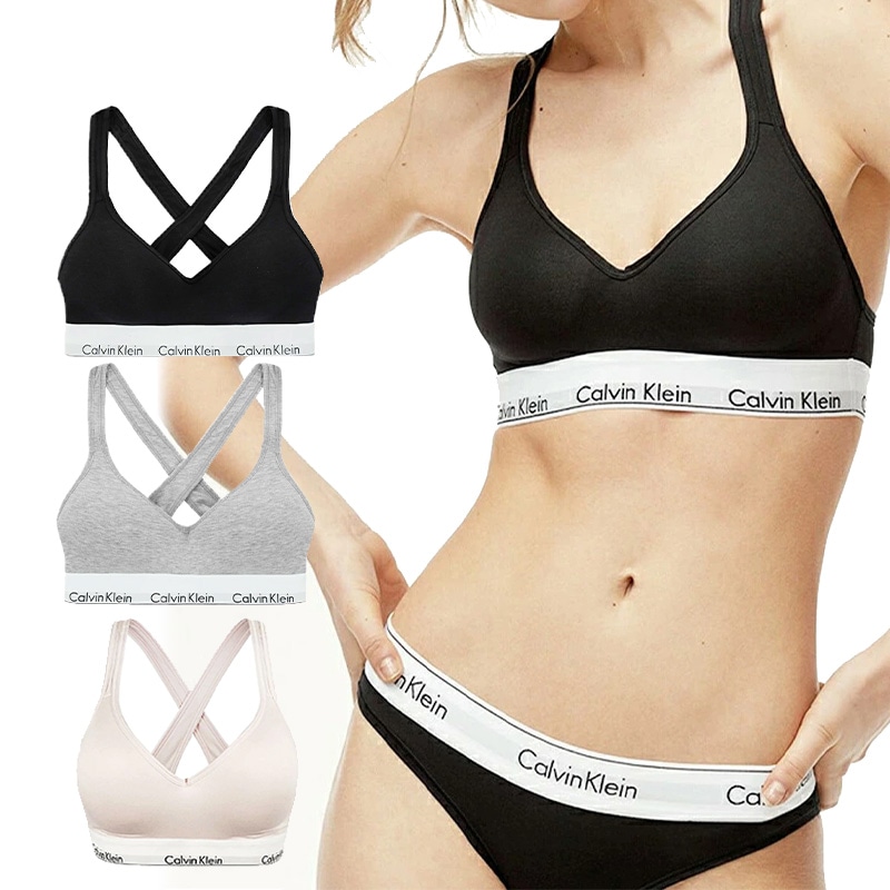 レディース 下着 ブラ モダン コットン インナー 3カラー ブラック グレー ピンク アンダーウエア ノンワイヤー パット パッド入り ブラトップ qf1654