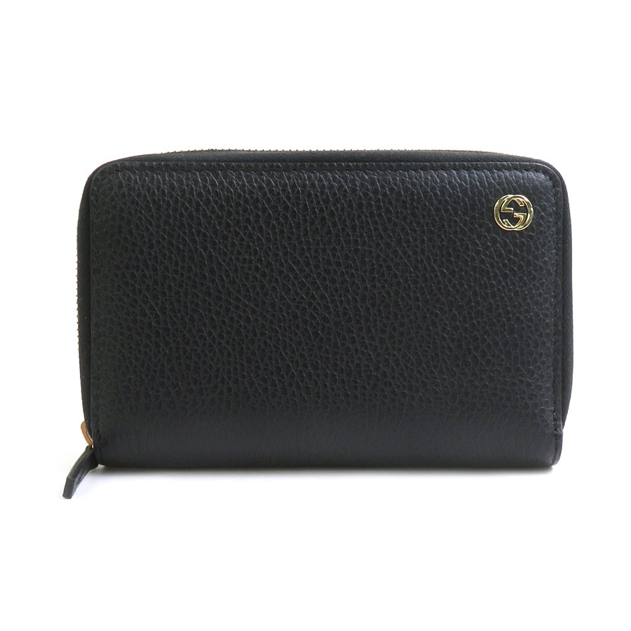 グッチ GUCCI 二つ折り財布 インターロッキングG レザー ブラック ユニセックス 464884 h31127a