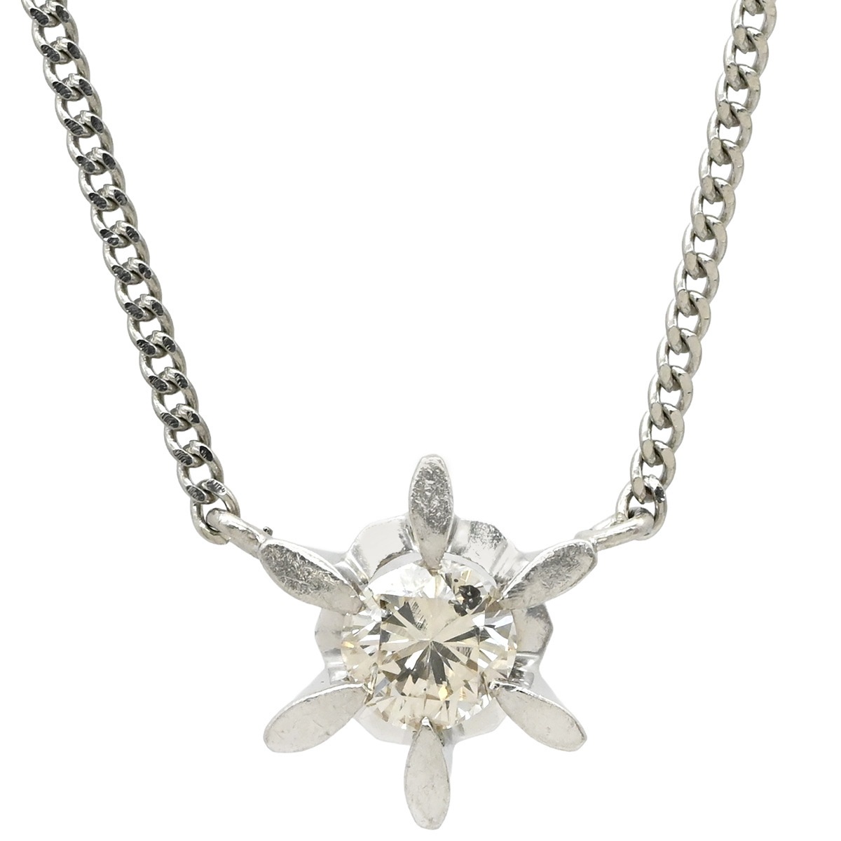 ネックレス ダイヤモンド 0.30ct ペンダント プラチナシルバー 1P 1石 1粒 ダイヤモンド プラチナ 【中古】