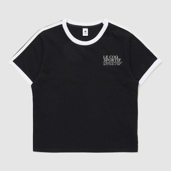 女性サンデークロップ半袖Tシャツ (QR122LRS33_BLK)
