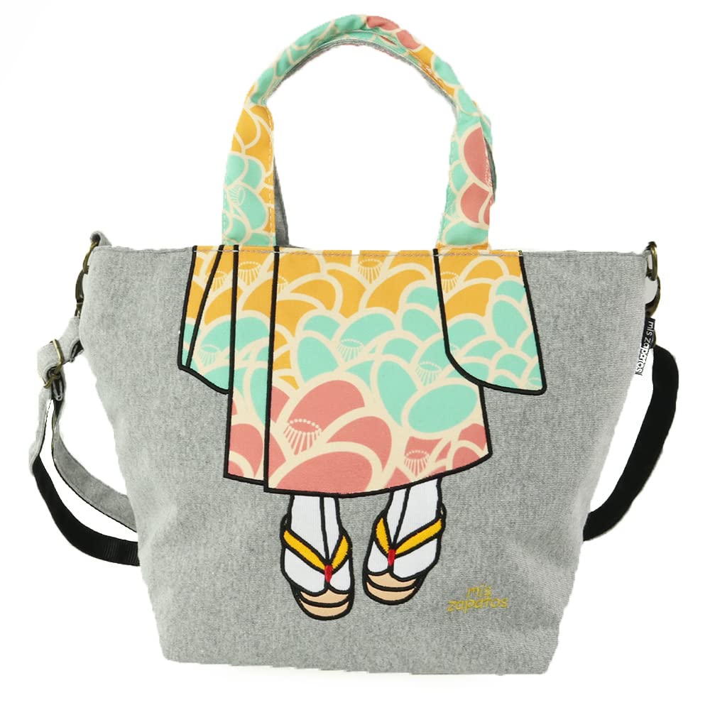 [ミスサパト] ショルダーバッグ 着物ミニショルダーバッグ B5サイズ B-7300 B-7300GY グレー