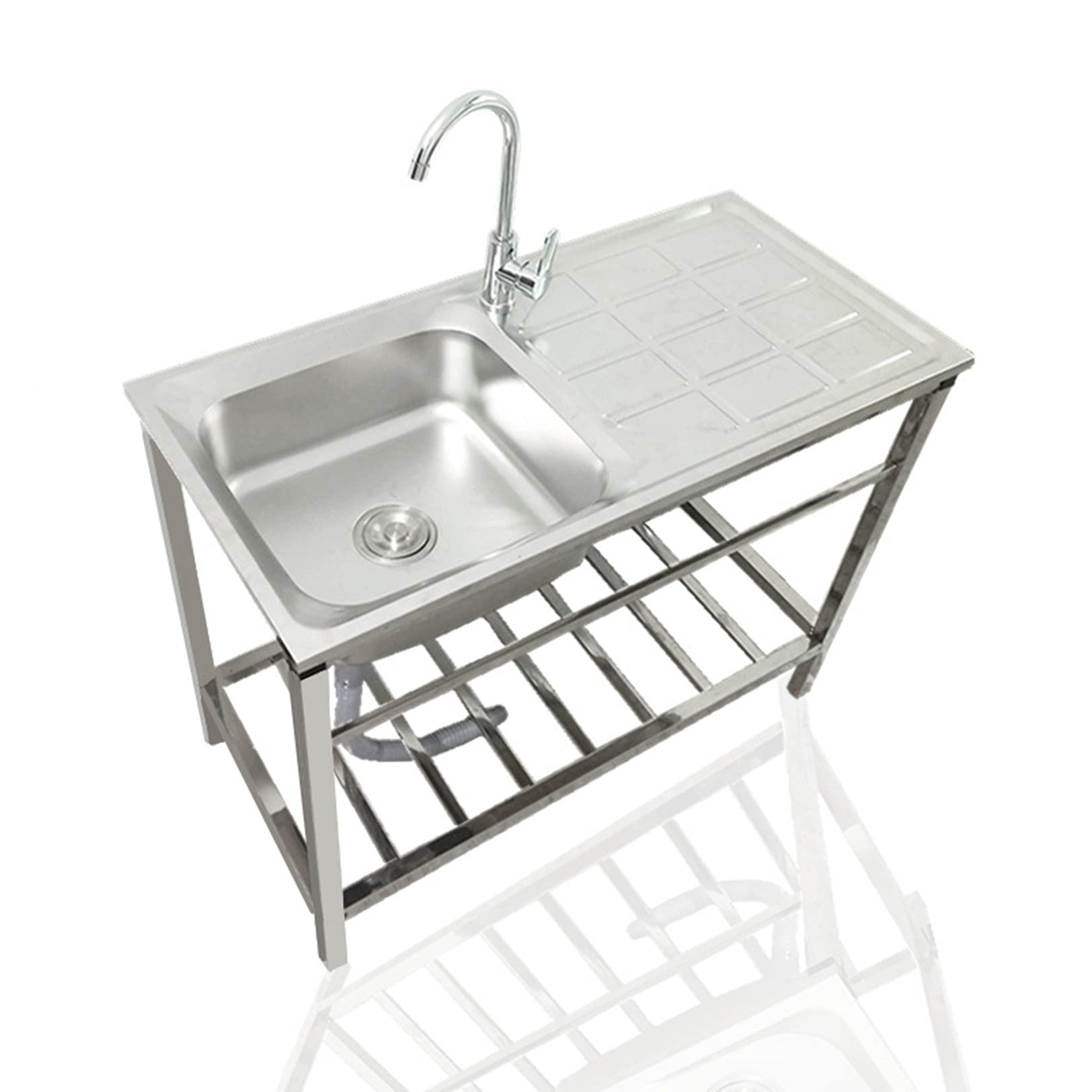 ガーデンシンク 台所 ステンレス流し台 外部用シンク 屋外 ファニチャー 収納 作業台付き キッチンバルコニー庭屋外バーベキュー設備に使用できます Cキッチン収納