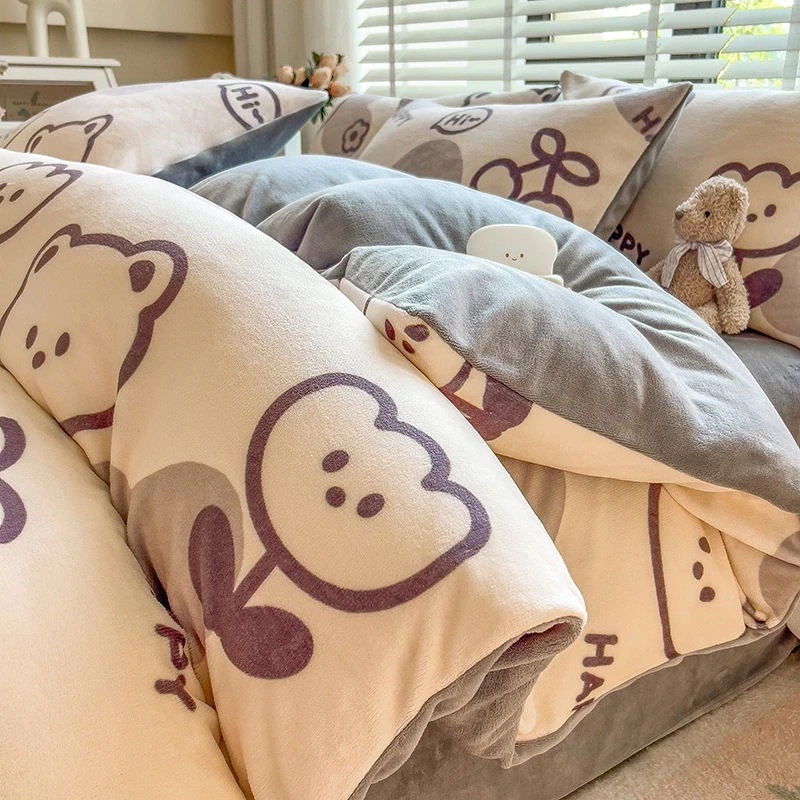 今の流行用厚みのあるコーラルベルベットキルトカバー用フランネルミルクベルベットキルトカバー学生寮両面ベルベット暖かいキルトカバー 5,106円