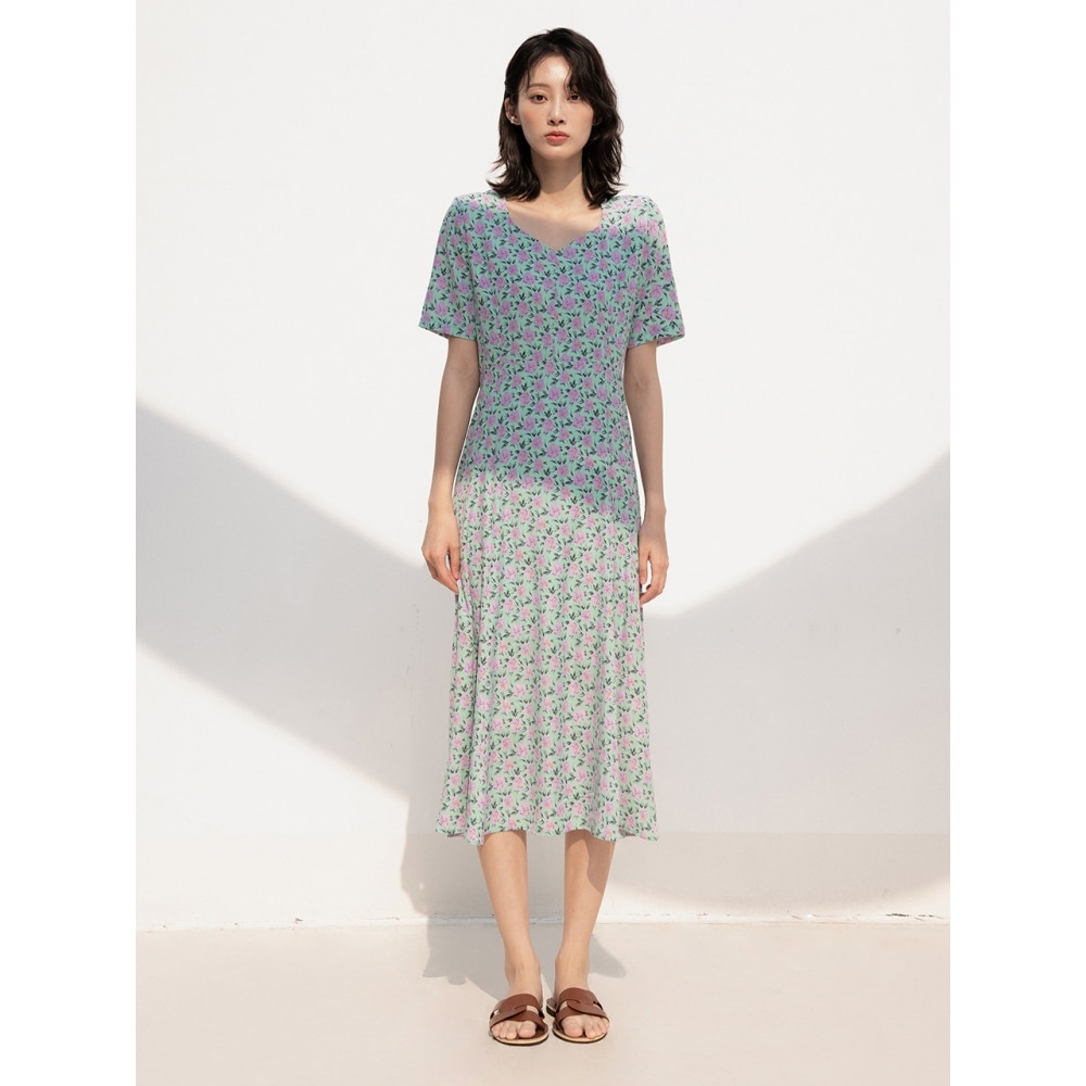 REORG ダルパターン スクエアネック フレア ロングオプス ミント