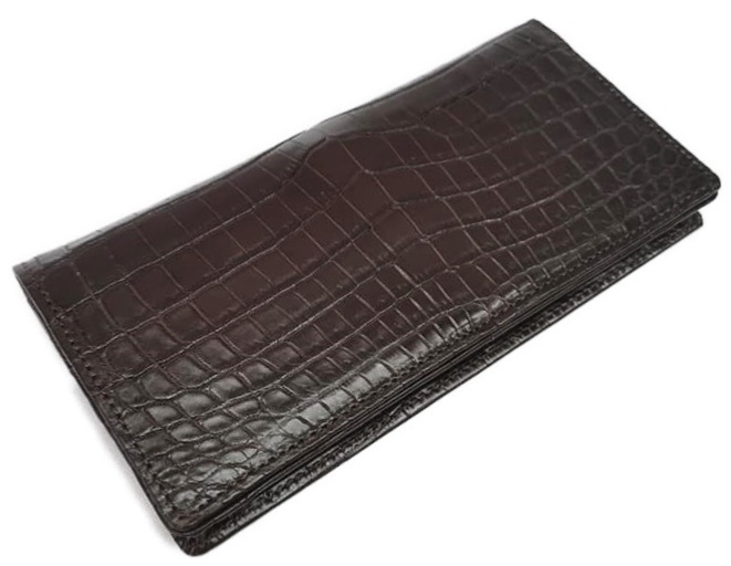 LESAC 8118 CROCODILE CHOCO 無双 マチ付長財布 日本製正規代理店取寄商品