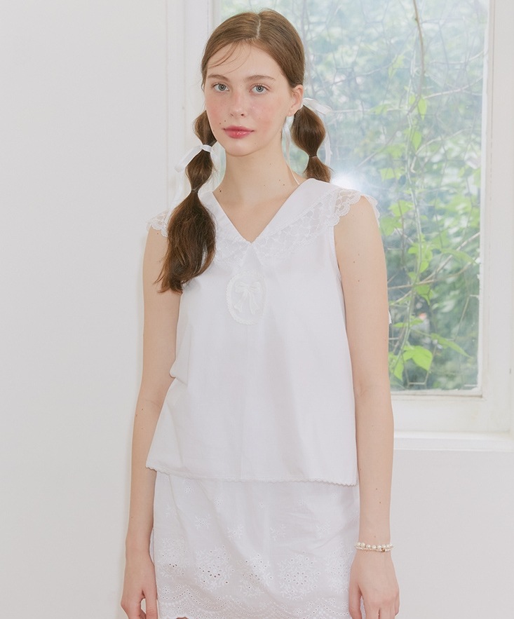 LACE SAILOR BLOUSE (WHITE)